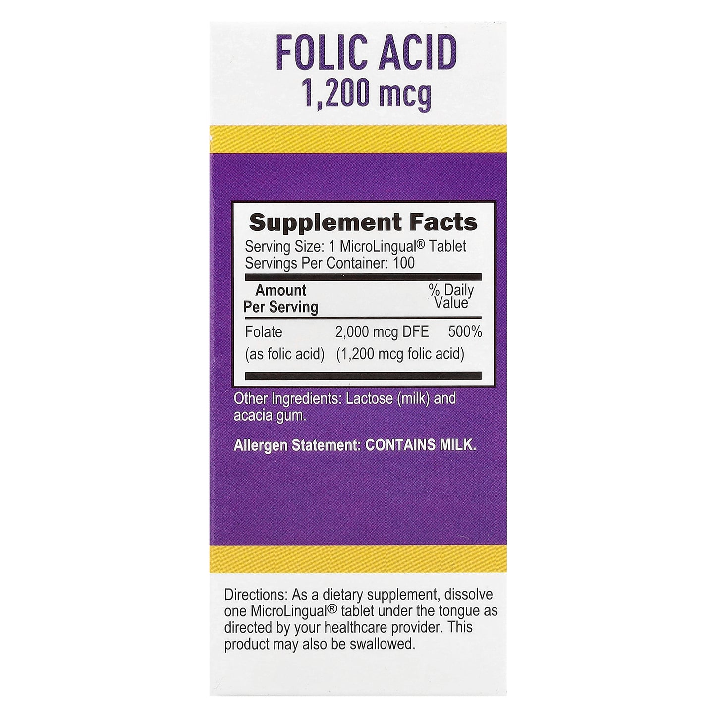 Superior Source, Folic Acid, 1,200 mcg, 100 MicroLingual® Instant Dissolve Tablets