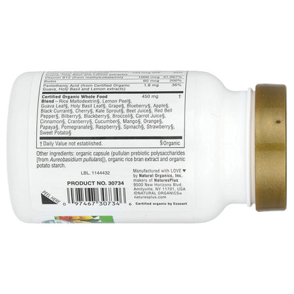 NaturesPlus, Source of Life® Garden, Certified Organic Vitamin B12, 60 Vegan Capsules