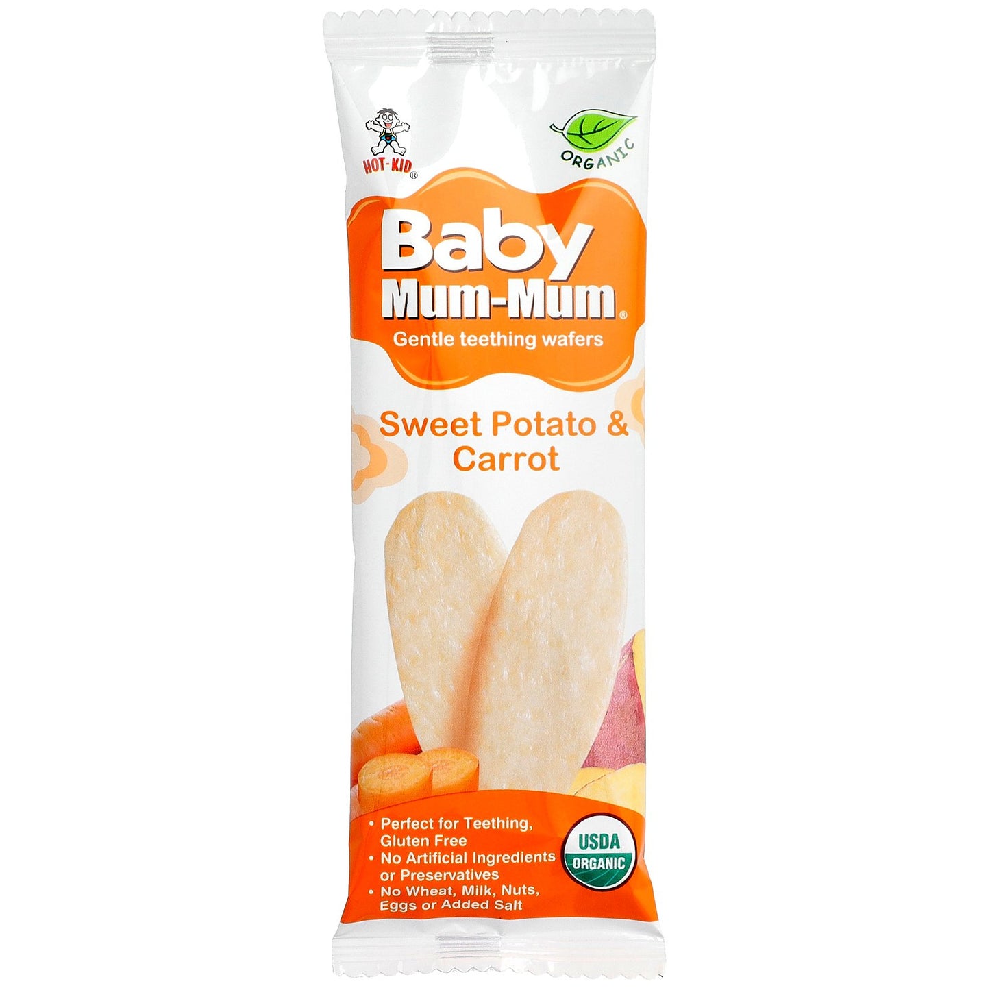 Hot Kid, Baby Mum-Mum®, Gentle Teething Wafers, Sweet Potato & Carrot, 12 Packs, 2 Wafers Each