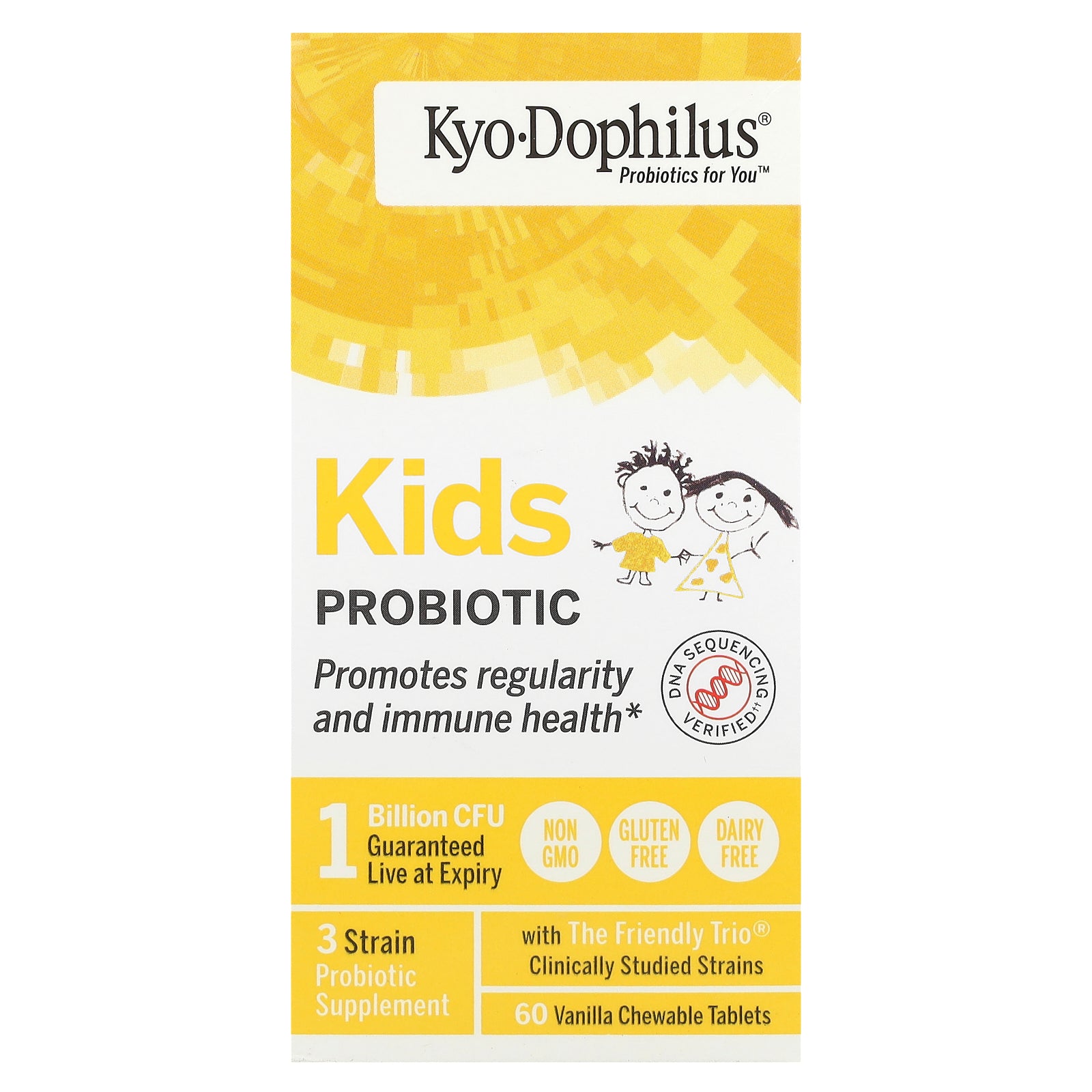 Kyolic, Kids Probiotic, Vanilla, 1 Billion CFU, 60 Chewable Tablets