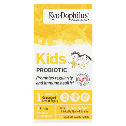 Kyolic, Kids Probiotic, Vanilla, 1 Billion CFU, 60 Chewable Tablets