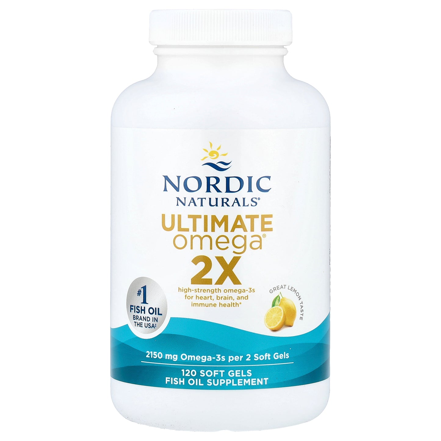 Nordic Naturals, Ultimate Omega® 2X, Lemon, 120 Soft Gels (1,075 mg per Soft Gel)