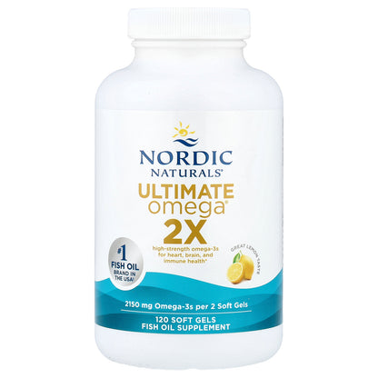 Nordic Naturals, Ultimate Omega® 2X, Lemon, 120 Soft Gels (1,075 mg per Soft Gel)
