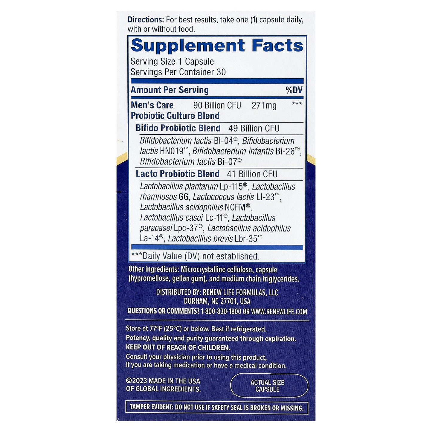 Renew Life, Men's Care Probiotic, 30 Vegetarian Capsules