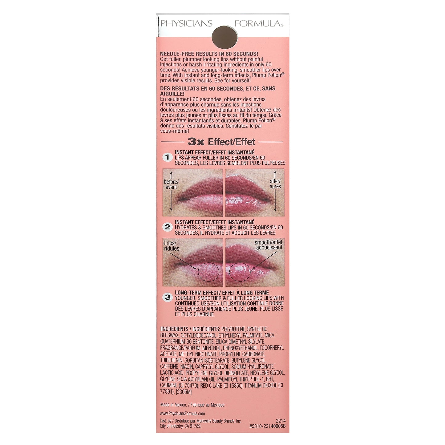 Physicians Formula, Plump Potion®, Needle-Free Lip Plumping Cocktail, 2214 Pink Crystal Potion, 0.1 oz (3 g)