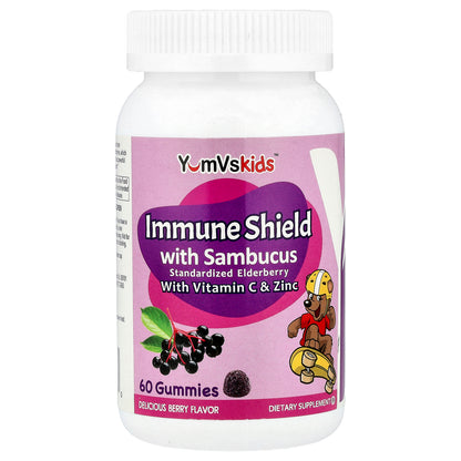 YumVs, Immune Shield with Sambucus Gummies, Delicious Berry, 60 Gummies