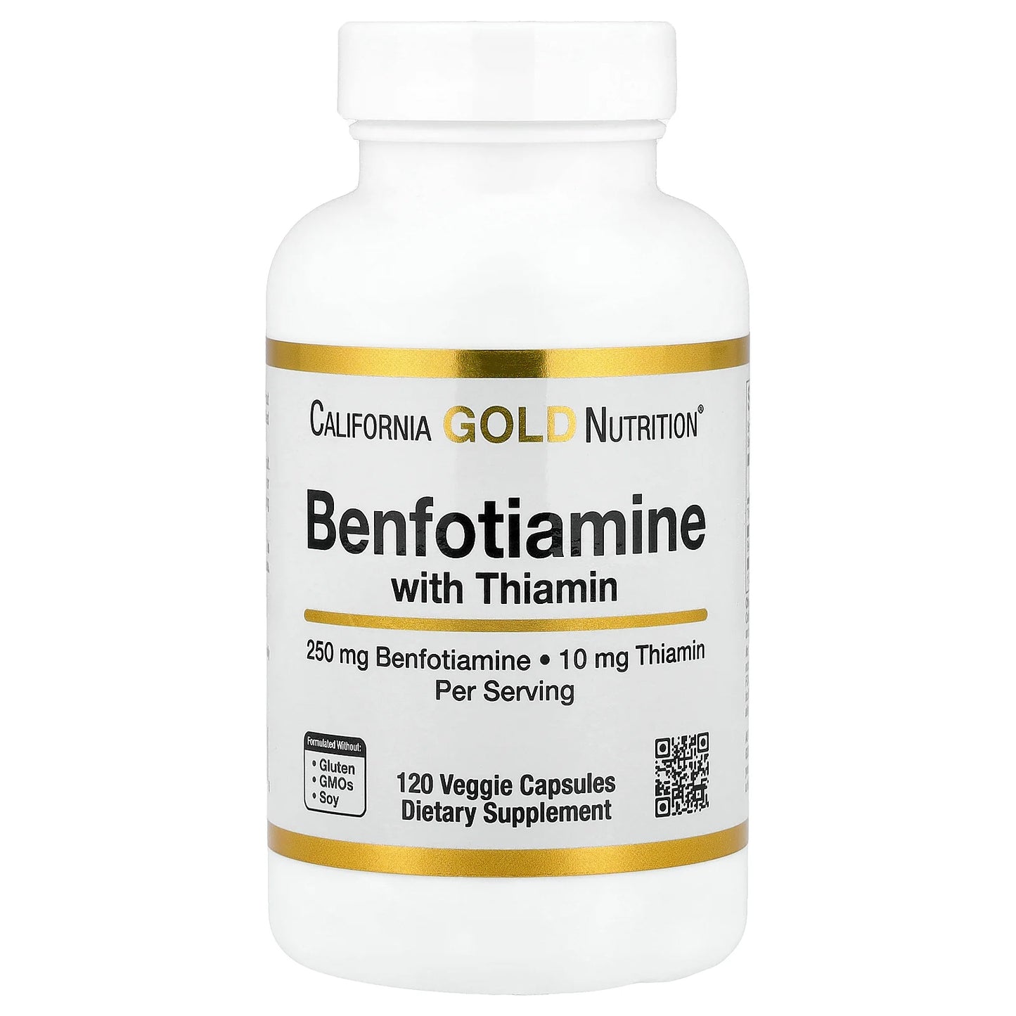 California Gold Nutrition, Benfotiamine with Thiamine, 250 mg, 120 Veggie Capsules