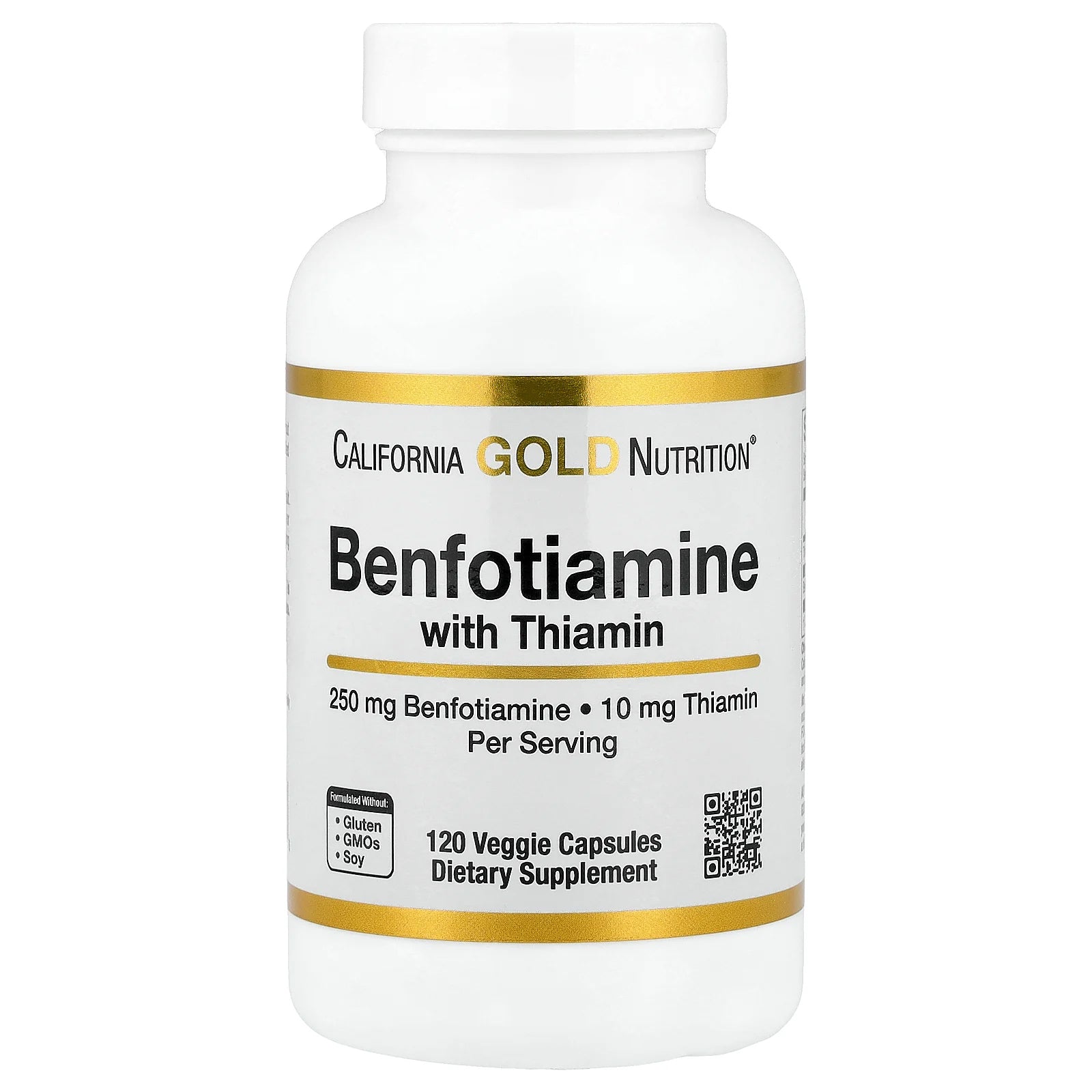 California Gold Nutrition, Benfotiamine with Thiamine, 250 mg, 120 Veggie Capsules
