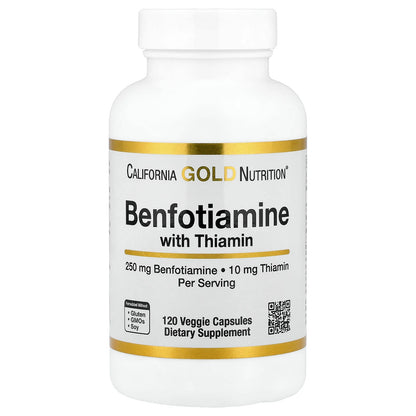 California Gold Nutrition, Benfotiamine with Thiamine, 250 mg, 120 Veggie Capsules