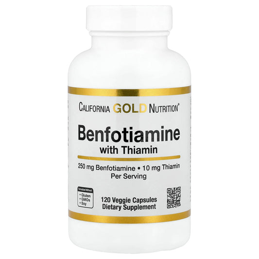 California Gold Nutrition, Benfotiamine with Thiamine, 250 mg, 120 Veggie Capsules