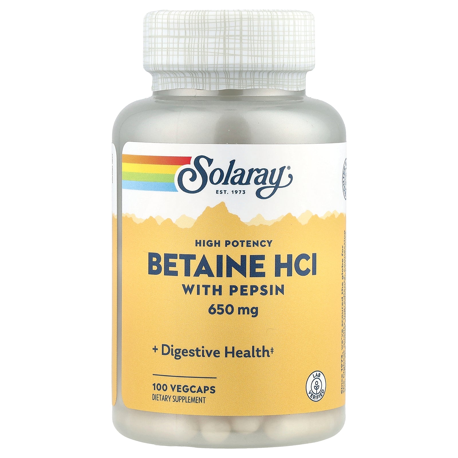 Solaray, High Potency Betaine HCl with Pepsin, 100 VegCaps