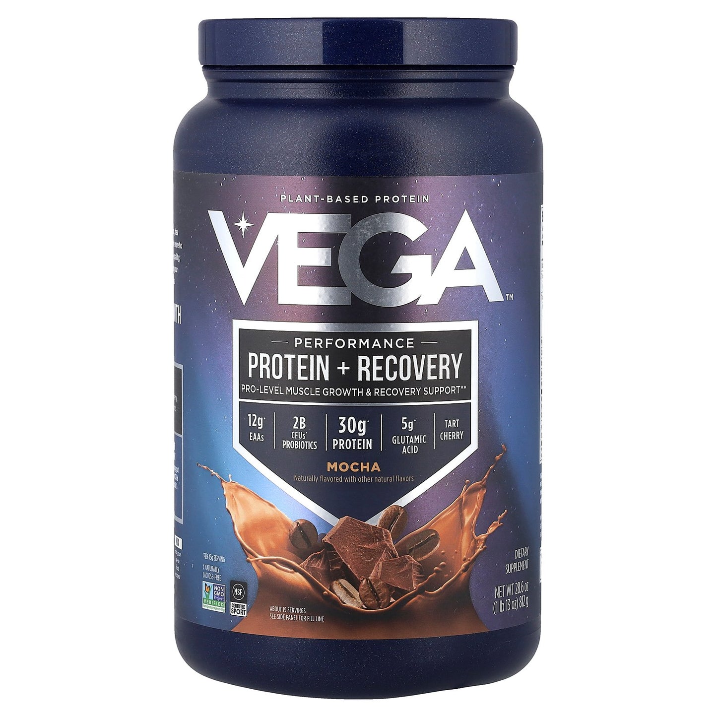 Vega, Plant-Based Protein, Performance Protein + Recovery, Mocha, 1 lb 13 oz (812 g)