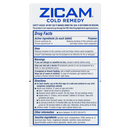 Zicam, Cold Remedy, RapidMelts®, Citrus, 25 Quick Dissolve Tablets