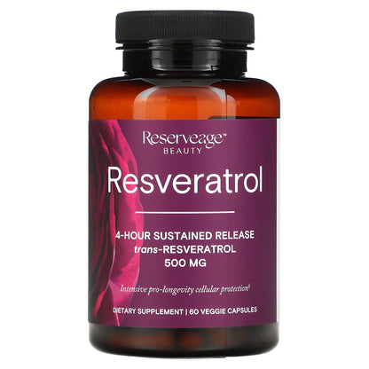 Reserveage Beauty, Resveratrol, Trans-Resveratrol, 500 mg, 60 Veggie Capsules