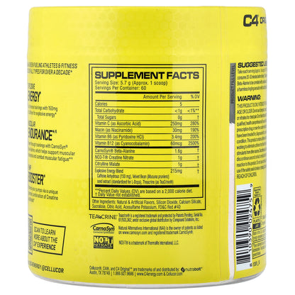 C4 / Cellucor, C4® Original, Pre-Workout, Strawberry Margarita, 12.1 oz (342 g)
