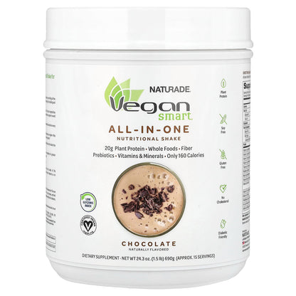 VeganSmart, All-In-One Nutritional Shake, Chocolate, 1.51 lb (690 g)