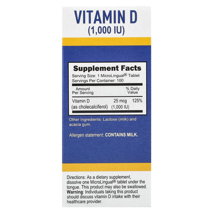 Superior Source, D3, 25 mcg (1,000 IU), 100 MicroLingual® Instant Dissolve Tablets