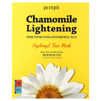 Petitfee, Chamomile Lightening Hydrogel Beauty Face Mask, 5 Sheets, 1.12 oz (32 g) Each