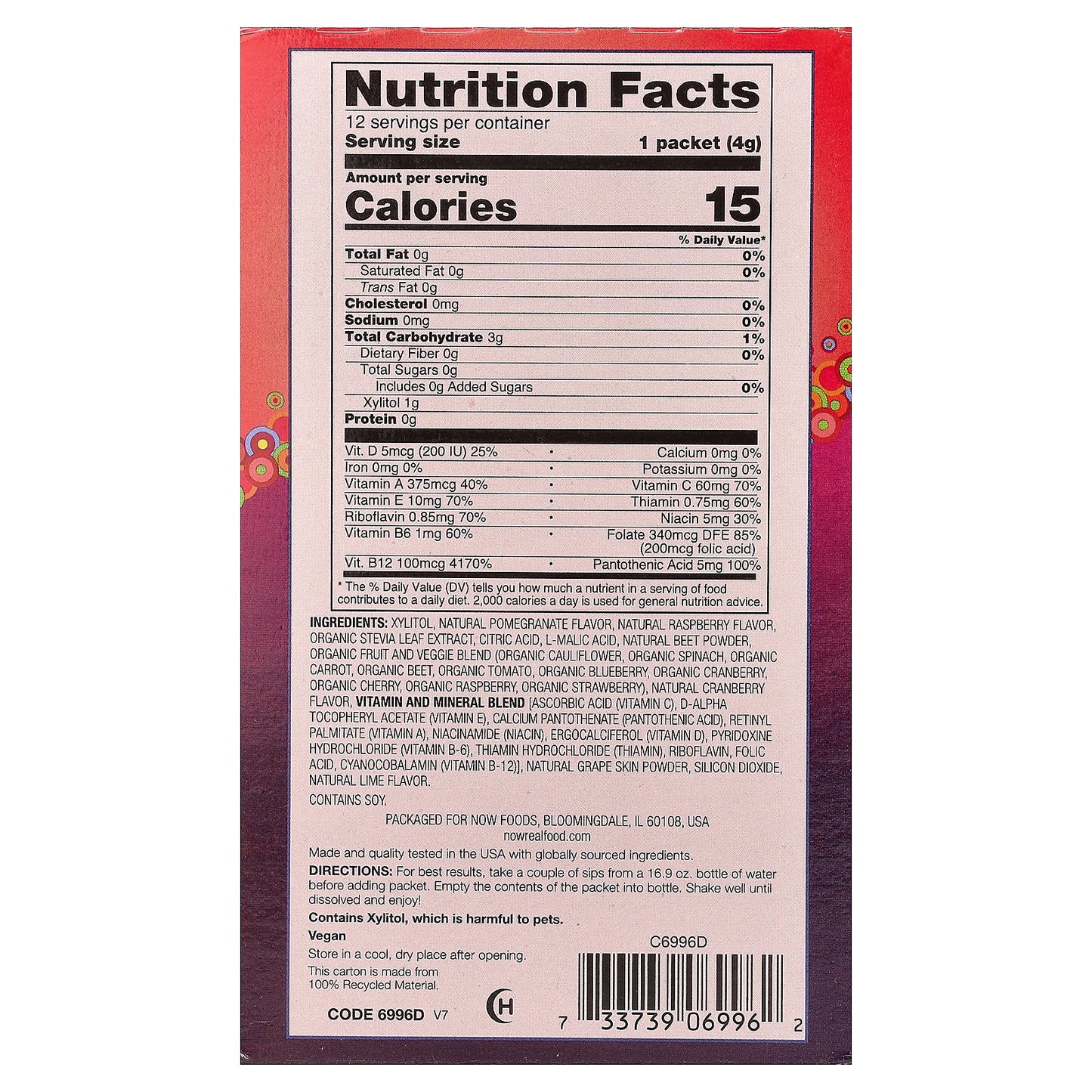 NOW Foods, Real Food, Slender Sticks™, Pomegranate Berry, 12 Sticks, 0.14 oz (4 g) Each
