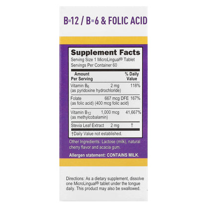 Superior Source, Methylcobalamin B-12, B-6 & Folic Acid, 60 MicroLingual® Instant Dissolve Tablets
