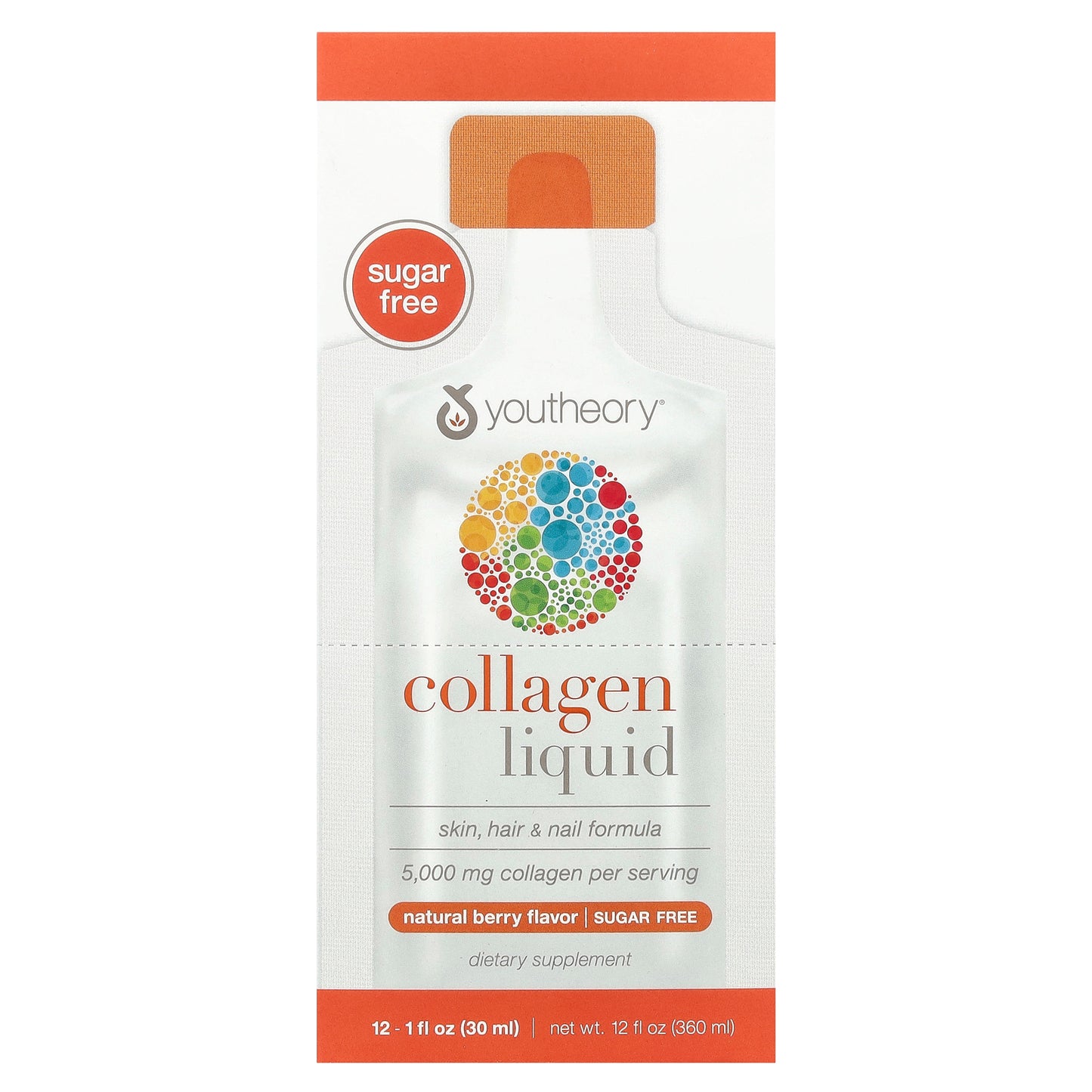 Youtheory, Liquid Collagen, Natural Berry, 5,000 mg, 12 Liquid Tubes, 1 fl oz (30 ml) Each
