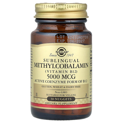 Solgar, Sublingual Methylcobalamin (Vitamin B12), 5,000 mcg, 30 Nuggets