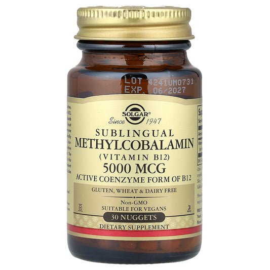 Solgar, Sublingual Methylcobalamin (Vitamin B12), 5,000 mcg, 30 Nuggets