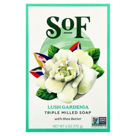 SoF, Triple Milled Bar Soap with Shea Butter, Lush Gardenia, 6 oz (170 g)