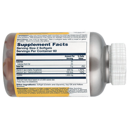 Solaray, Bio E® + Selenium with Lecithin, 120 Softgels