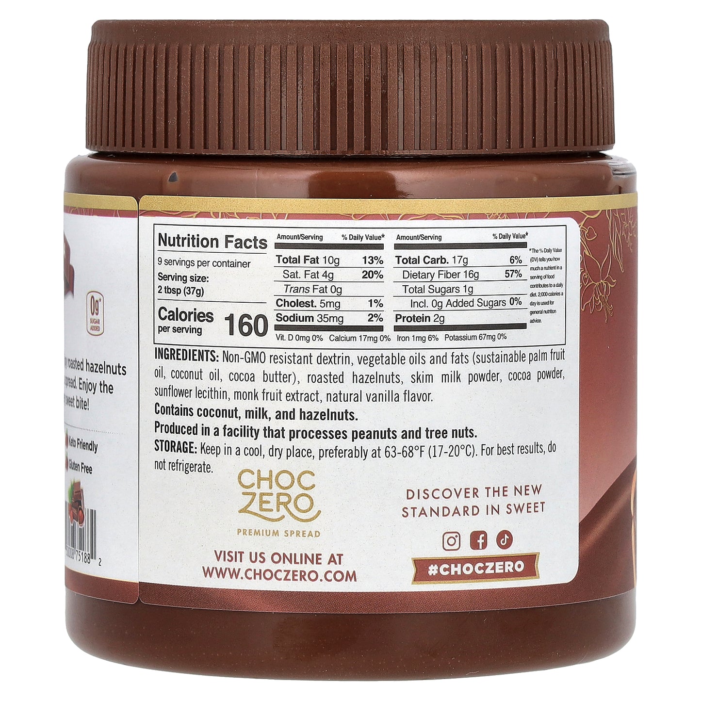 ChocZero, Milk Cocoa Hazelnut Spread, 12 oz (340 g)