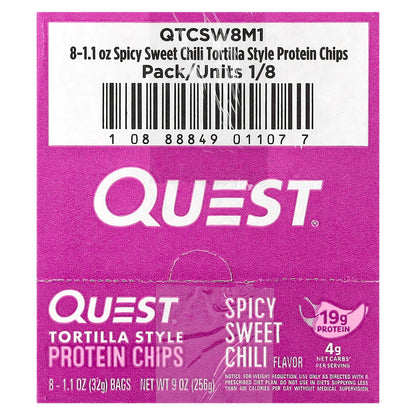 Quest Nutrition, Tortilla Style Protein Chips, Spicy Sweet Chili, 8 Bags, 1.1 oz (32 g) Each