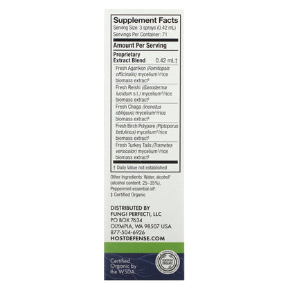 Host Defense, Mushrooms, MycoShield Spray, Peppermint, 1 fl oz (30 ml)