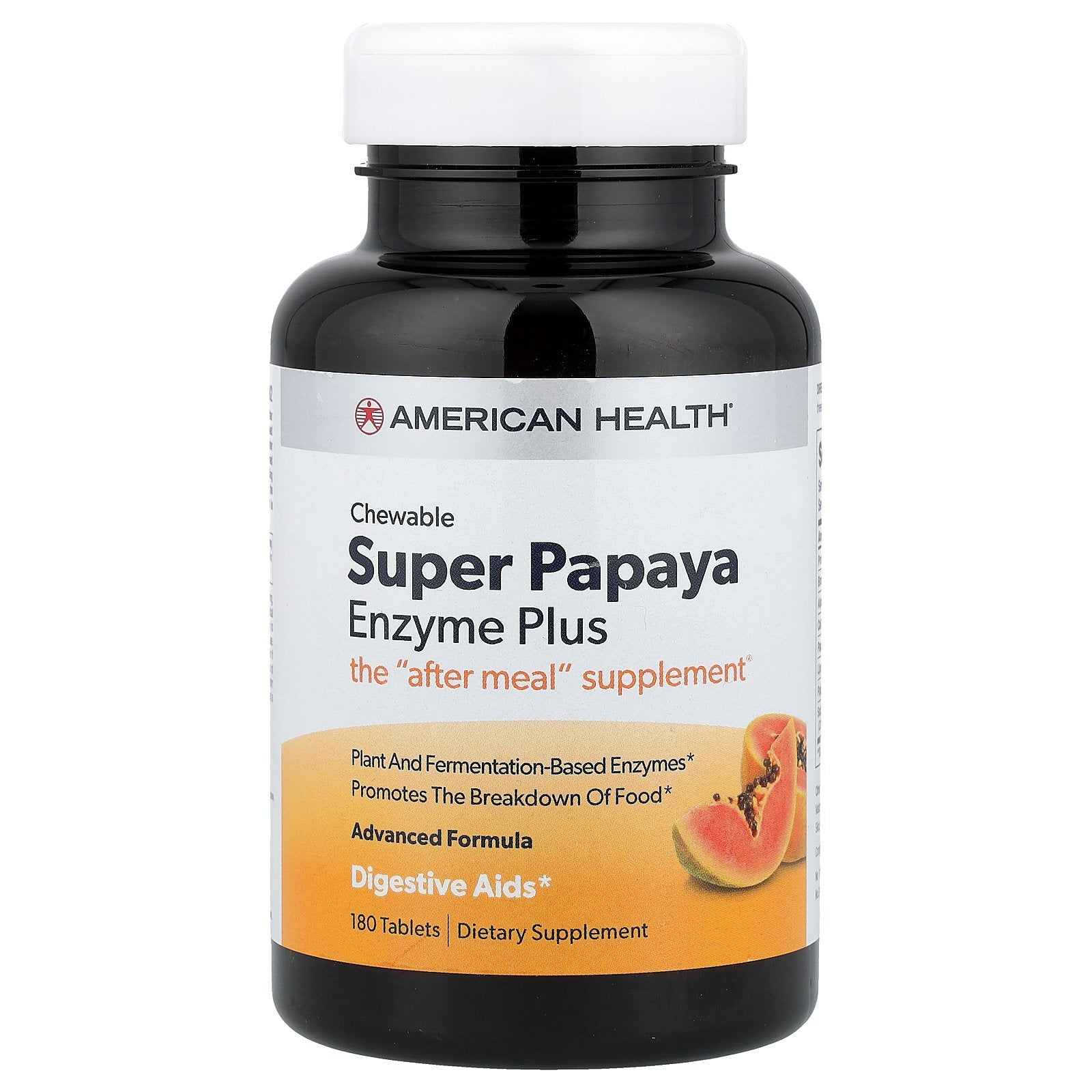 American Health, Super Papaya Enzyme Plus, Chewable, 180 Tablets