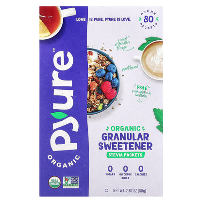 Pyure, Organic Granular Sweetener, Stevia, 80 Packets, 0.035 oz (1 g) Each