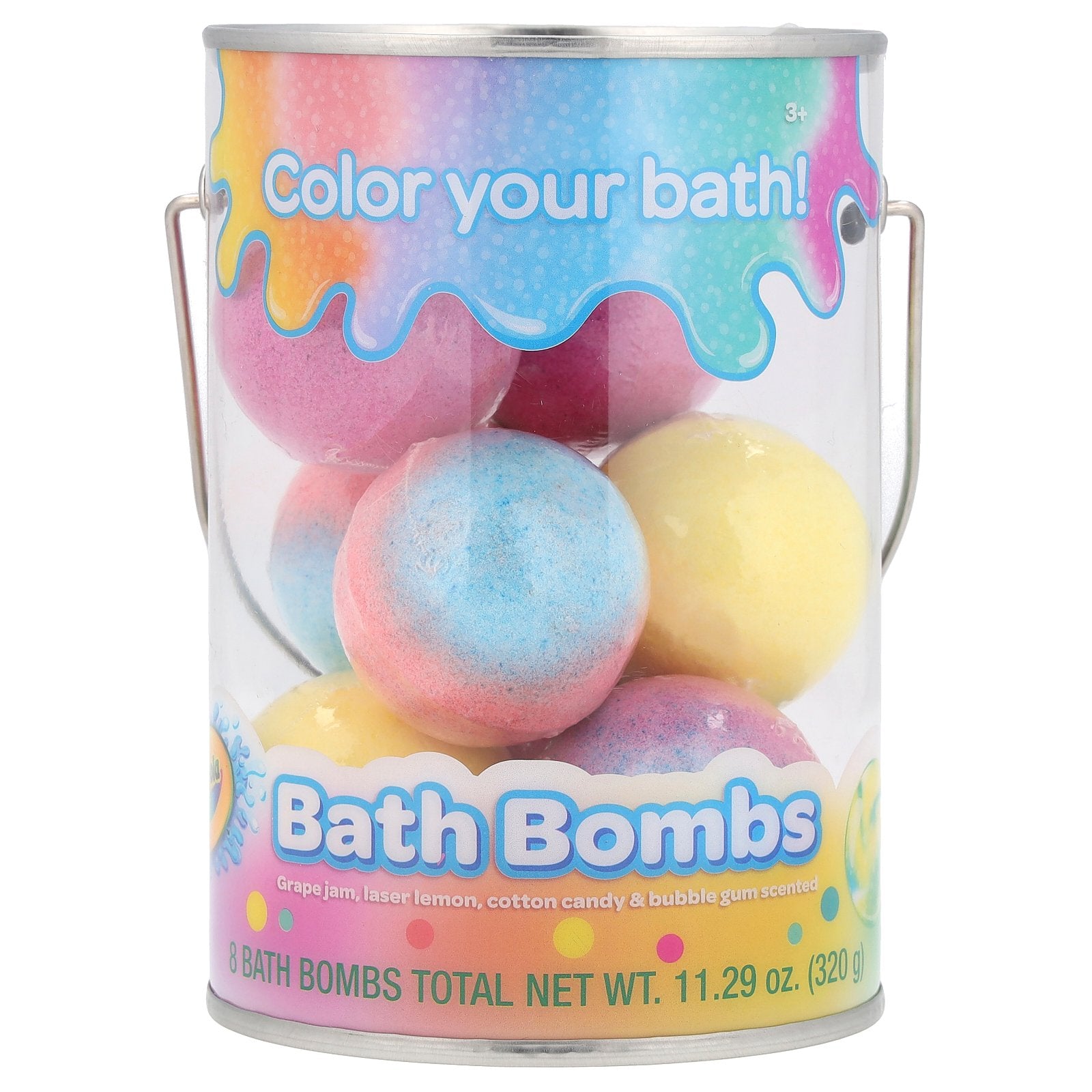 Crayola, Bath Bombs, 3+, Grape Jam, Laser Lemon, Cotton Candy & Bubble Gum Scented, 8 Bath Bombs, 11.29 oz (320 g)