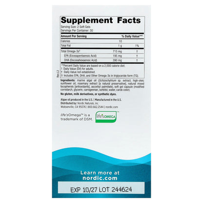 Nordic Naturals, Algae Omega, 60 Soft Gels (357.5 mg per Soft Gel)