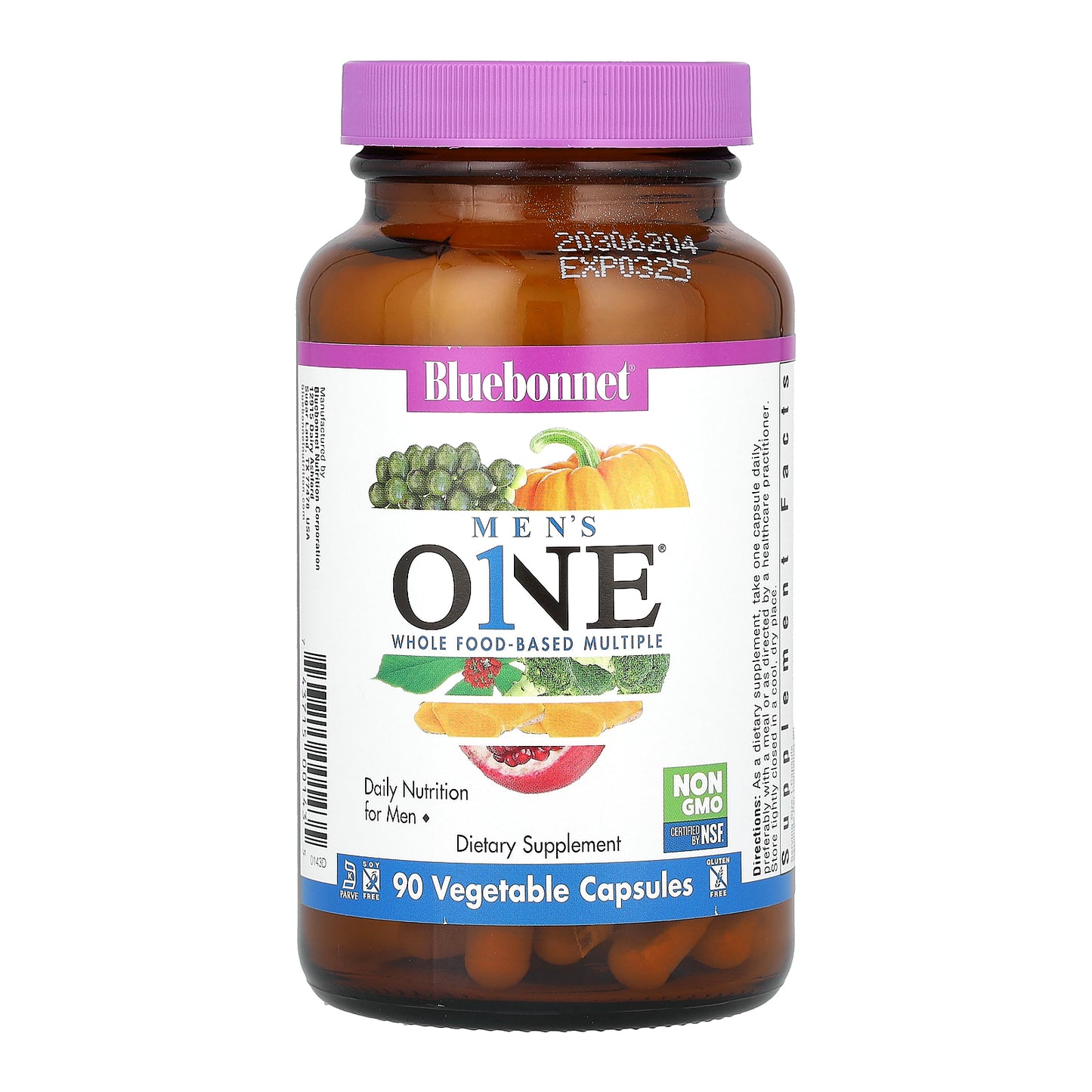 Bluebonnet Nutrition, Men's ONE, Whole Food-Based Multiple, 90 Vegetable Capsules