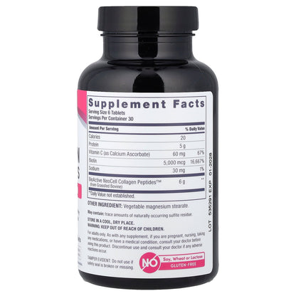 NeoCell, Grassfed Collagen Peptides + Vitamin C & Biotin, 180 Tablets