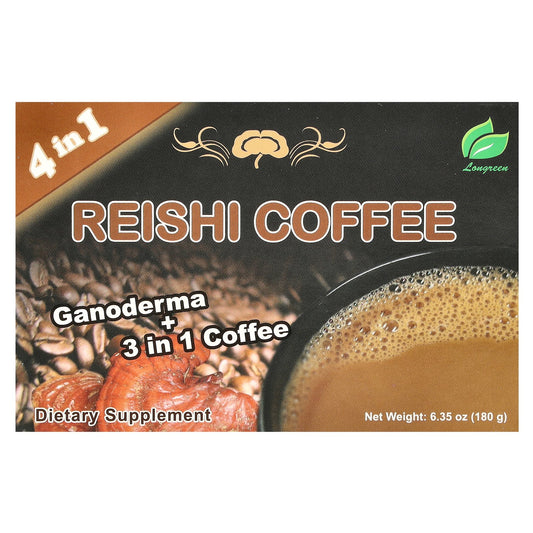 Longreen, 4 in 1 Reishi Coffee, 10 Sachets, 6.35 oz (180 g)
