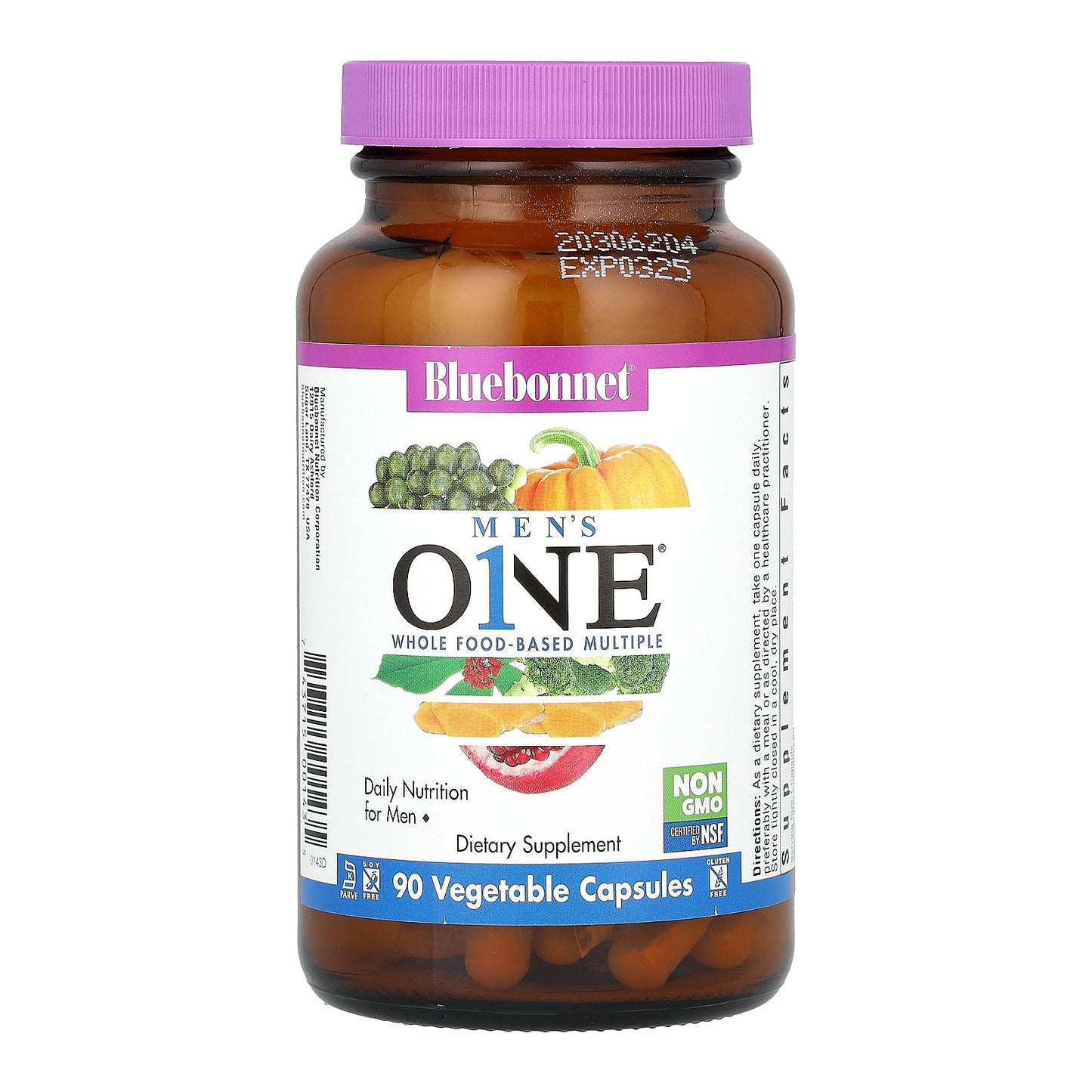 Bluebonnet Nutrition, Men's ONE, Whole Food-Based Multiple, 90 Vegetable Capsules