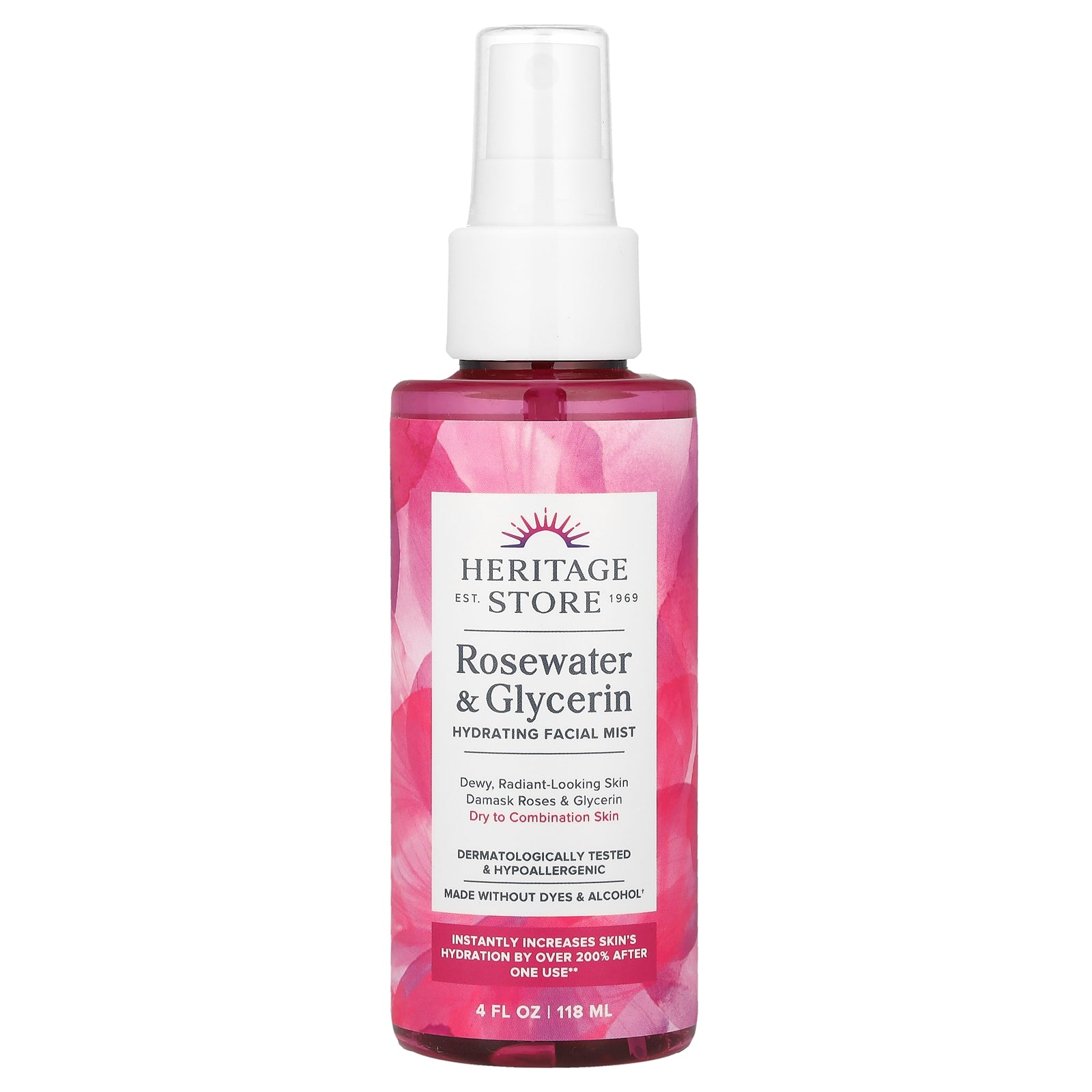 Heritage Store, Rosewater & Glycerin, Hydrating Facial Mist, 4 fl oz (118 ml)