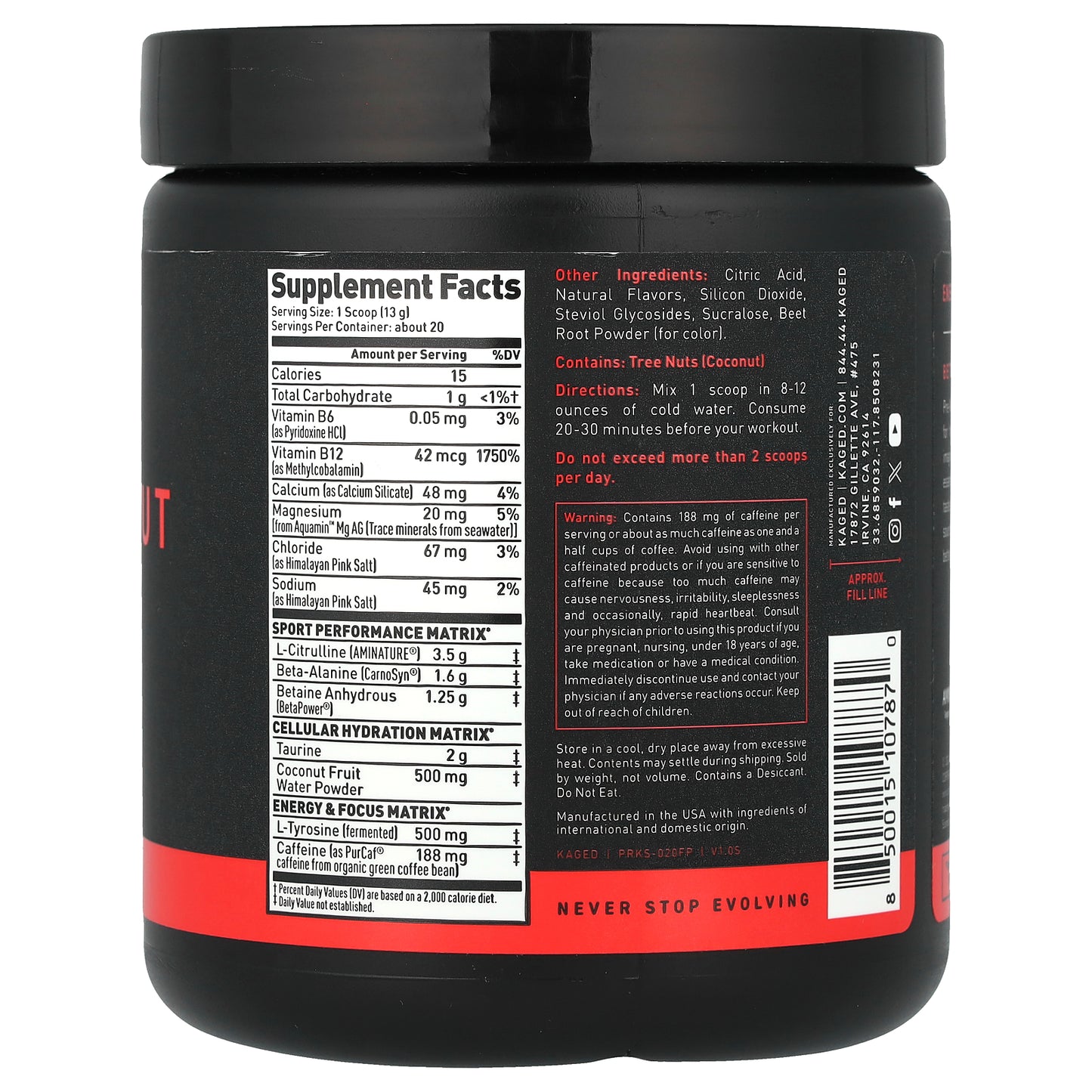 Kaged, PRE-KAGED, Sport, Pre-Workout, Fruit Punch, 9.59 oz (272 g)