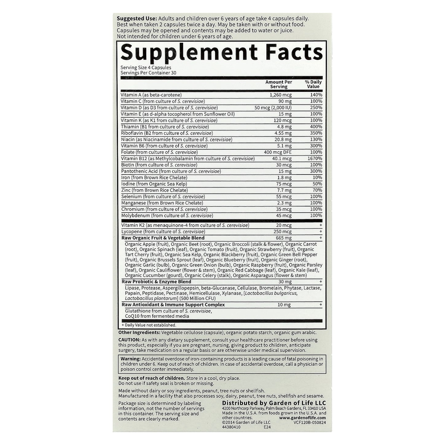 Garden of Life, Vitamin Code®, Family, Whole Food Multivitamin, 120 Vegetarian Capsules