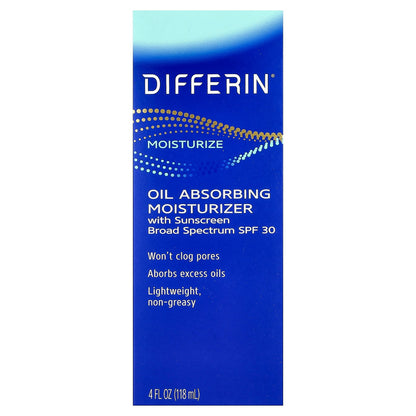 Differin, Oil Absorbing Moisturizer with Sunscreen, SPF 30, 4 fl oz (118 ml)