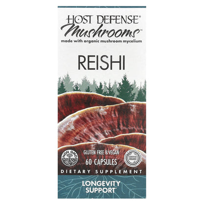 Host Defense, Mushrooms™, Reishi, 60 Capsules (0.5 g per Capsule)