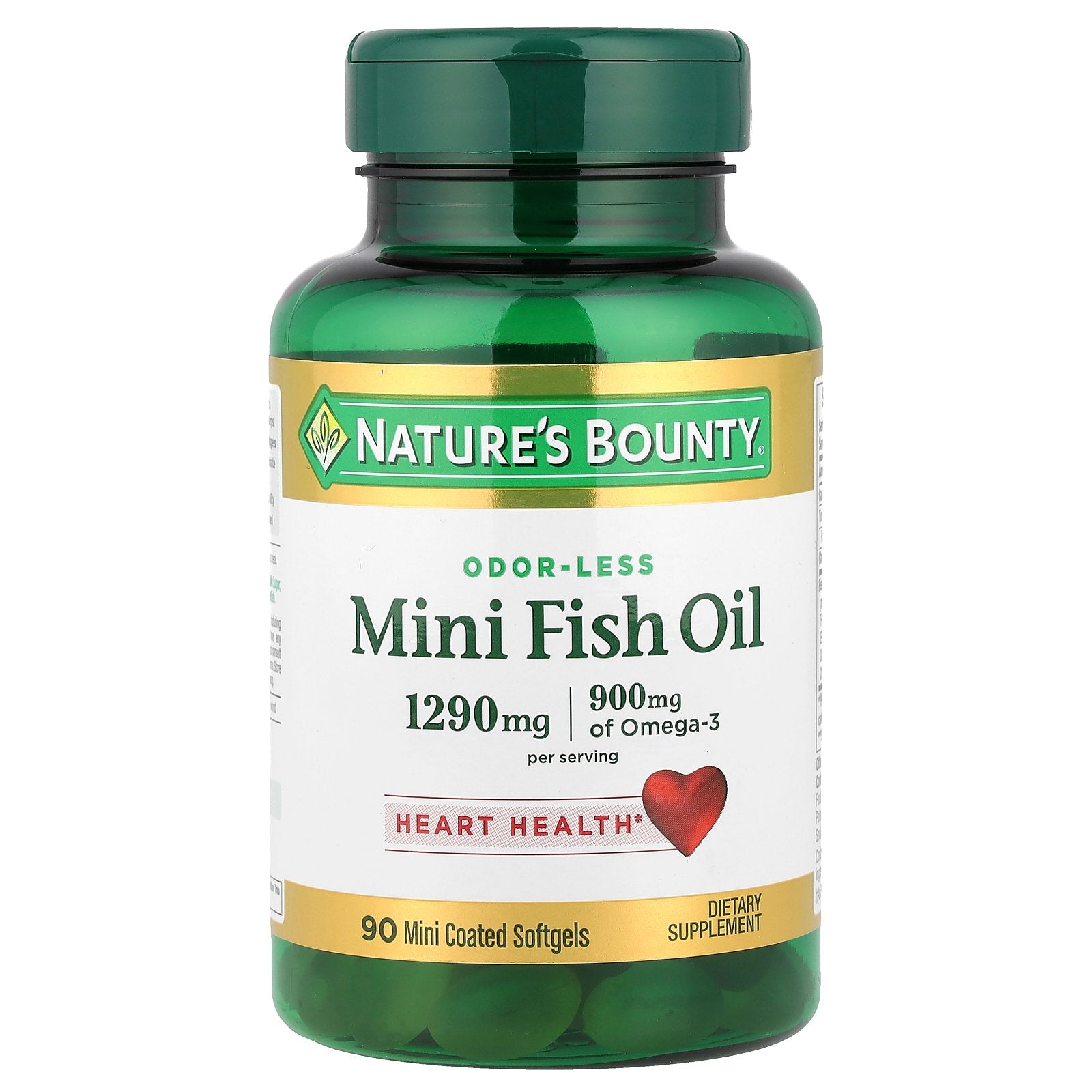 Nature's Bounty, Mini Fish Oil, Odor-Less, 90 Mini Coated Softgels (645 mg per Softgel)