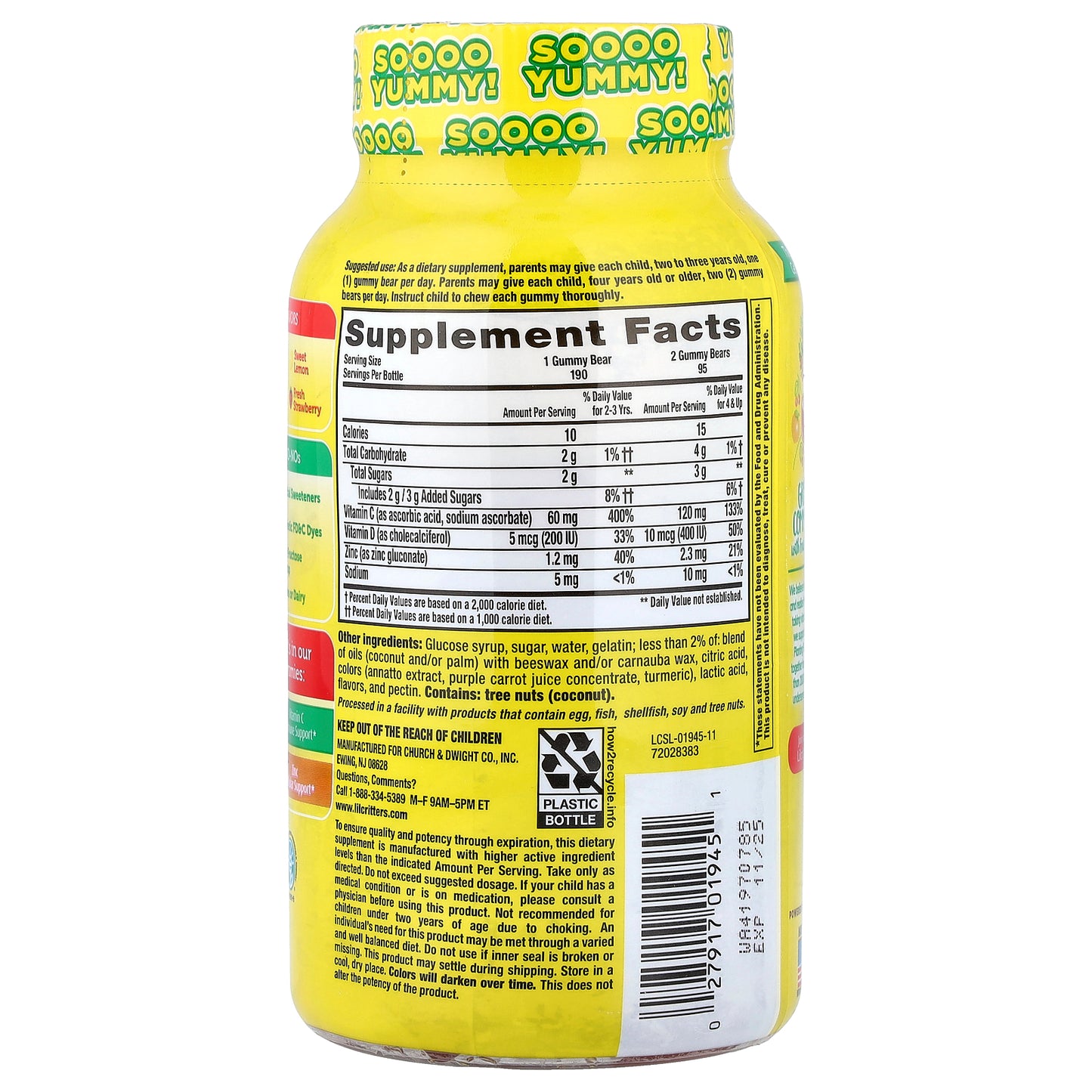 L'il Critters, Immune C™ Plus Zinc & Vitamin D Gummies, 190 Gummies