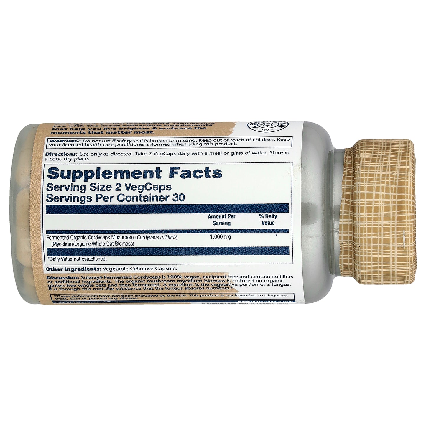 Solaray, Cordyceps, Fermented Mushrooms, 60 VegCaps (500 mg per Capsule)