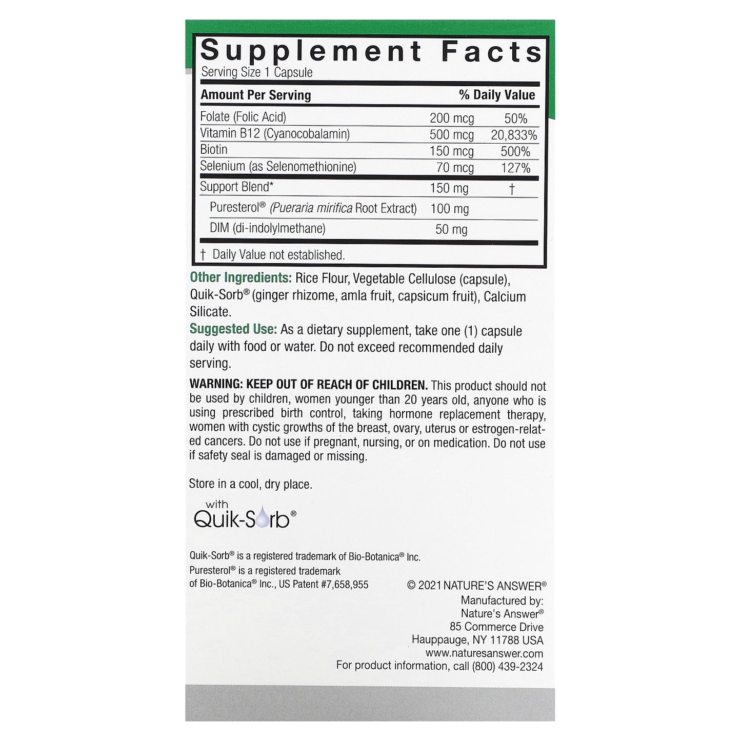 Nature's Answer, Pueraria Mirifica, 150 mg, 60 Vegetarian Capsules