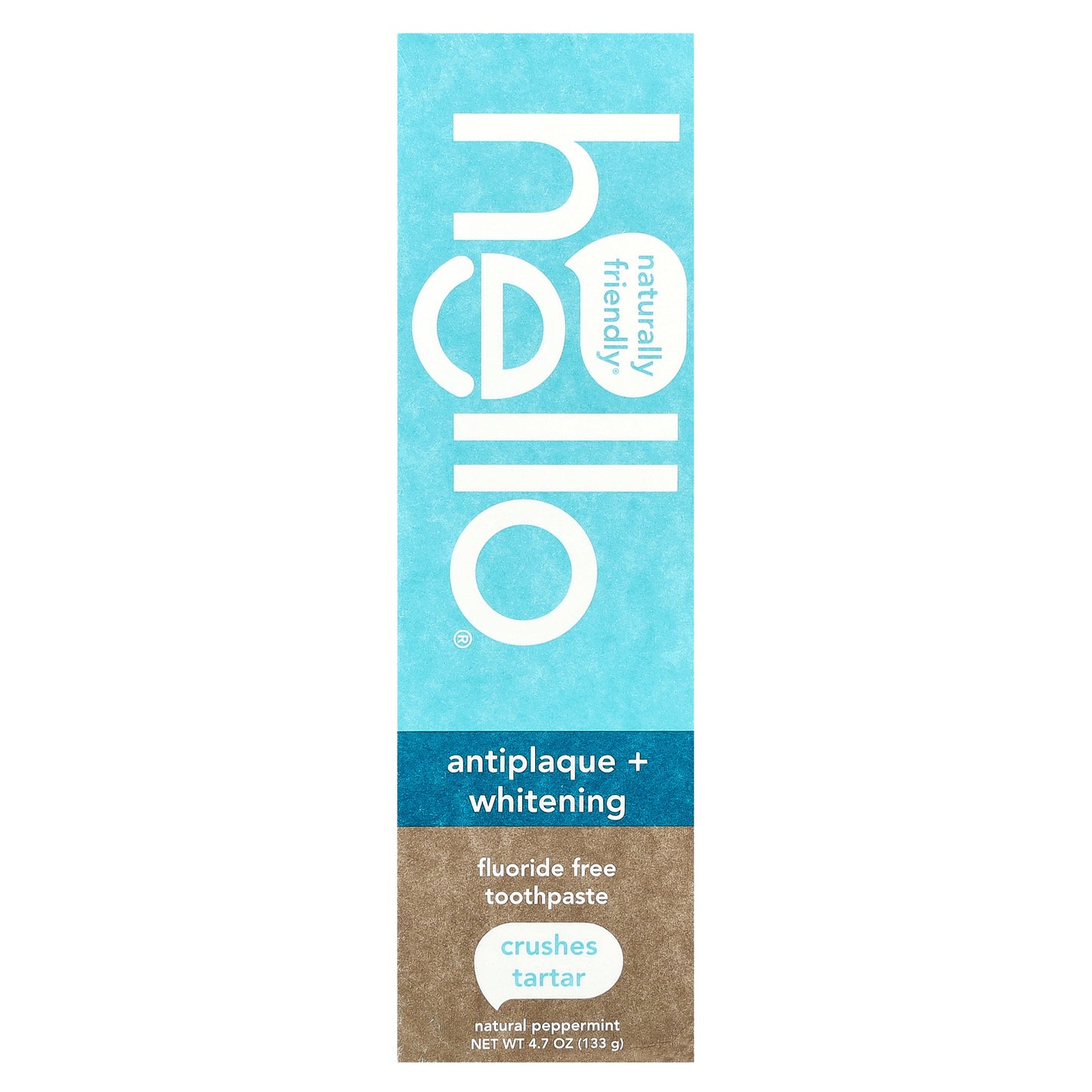 Hello, Antiplaque + Whitening Fluoride Free Toothpaste, Natural Peppermint, 4.7 oz (133 g)